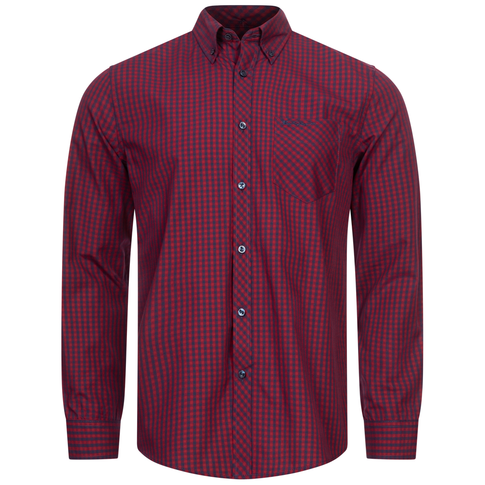 Camisa casual hombre manga larga Ben Sherman Oxford Signature azul blanco gris rojo nueva - Imagen 3 de 11