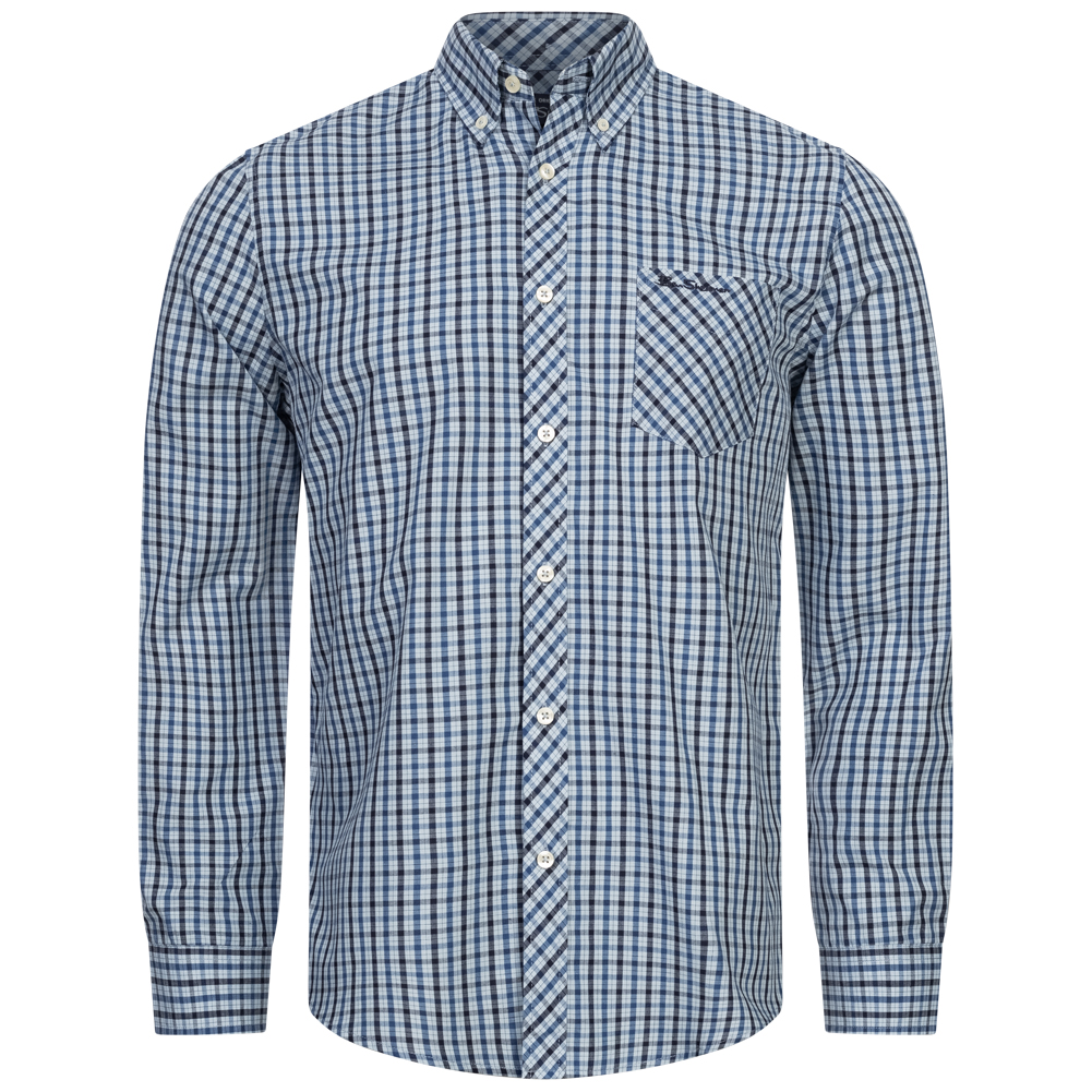 Camisa casual hombre manga larga Ben Sherman Oxford Signature azul blanco gris rojo nueva - Imagen 2 de 11