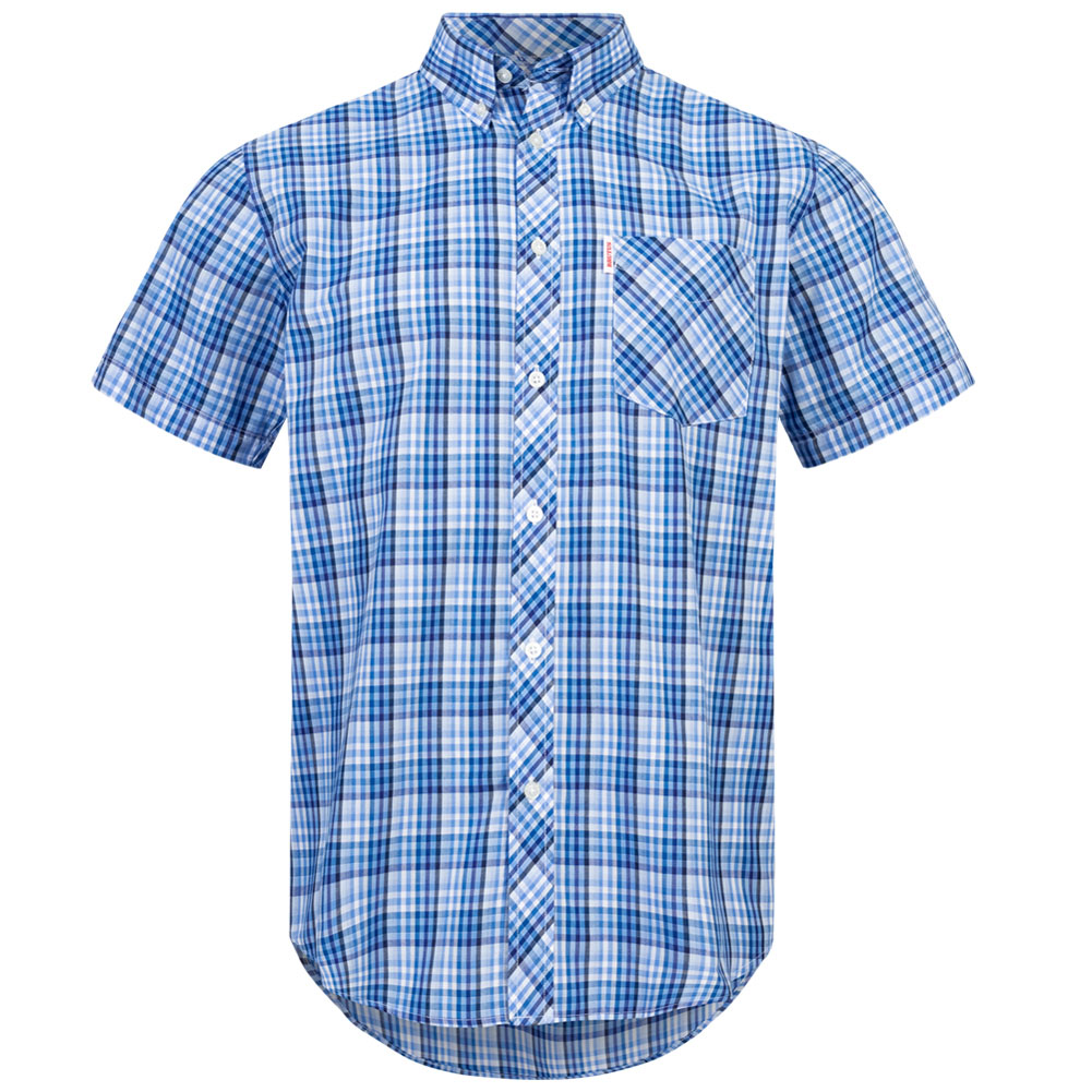 BRUTUS JEANS Herren Kurzarm Freizeit Klassisch Oberteil Button-Down Kragen Hemd 