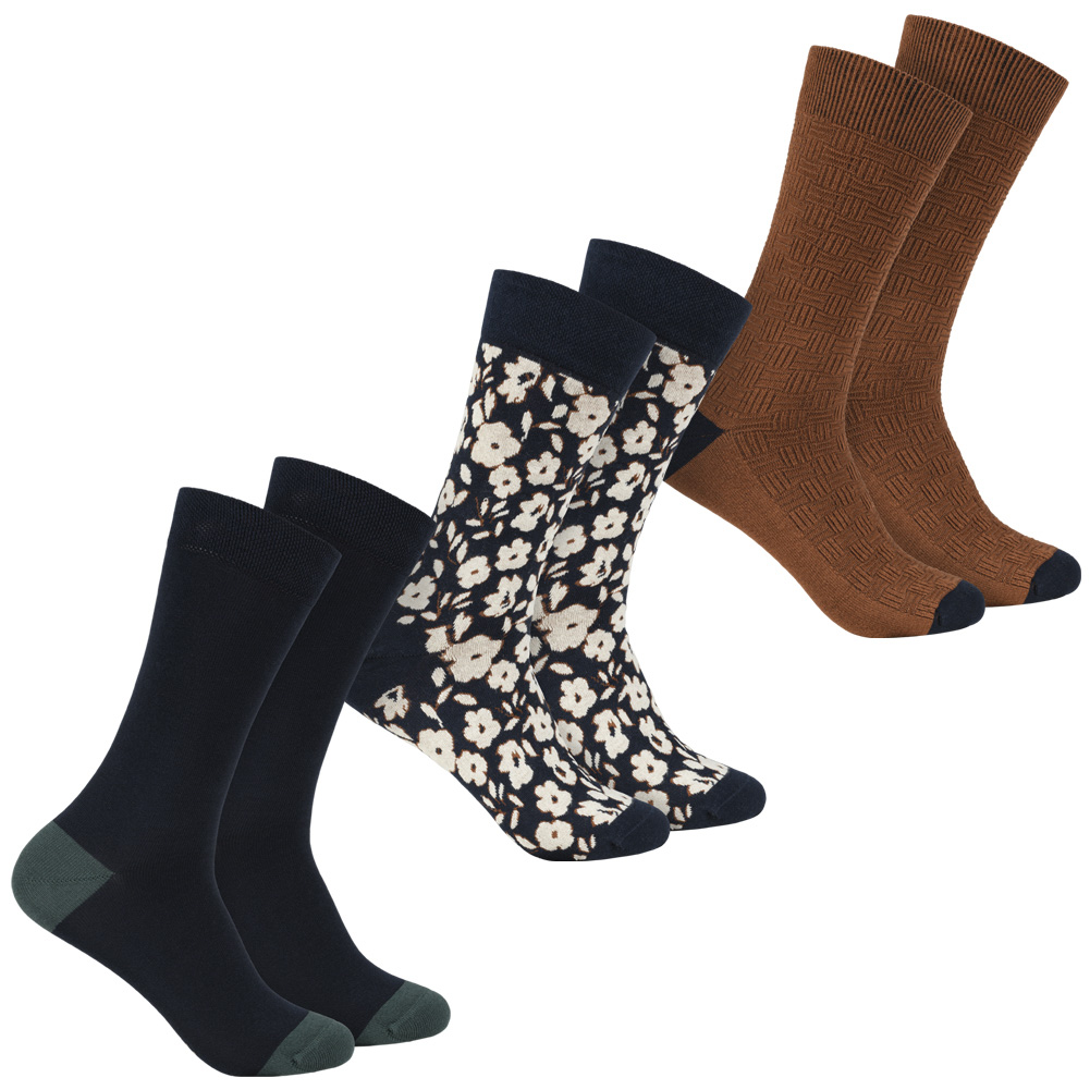Ted Baker London Burgy – 3 Paia Calzini Uomo Caviglia, Cotone Biologico, Nero/Bordeaux, Taglia 40-46