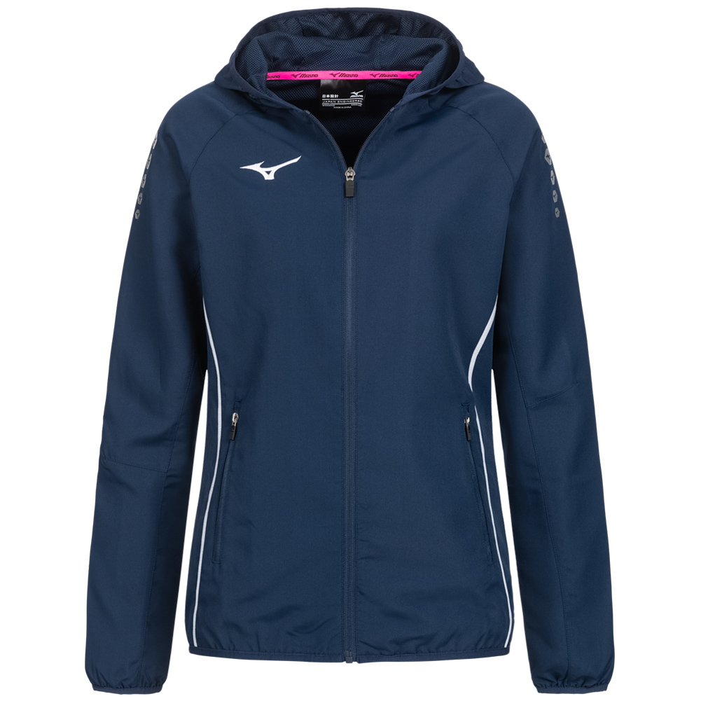 Mizuno Micro Damen Freizeit Outdoor Mode Jacke mit Kapuze 32EE7202 blau weiß neu