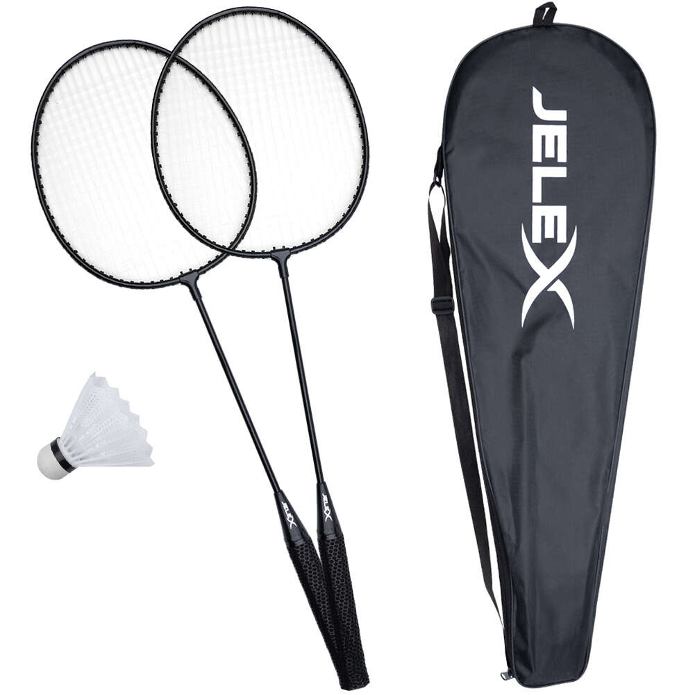 JELEX United Freizeit Badmintonschläger mit Federball 2er-Set blau schwarz neu - Bild 3 von 3