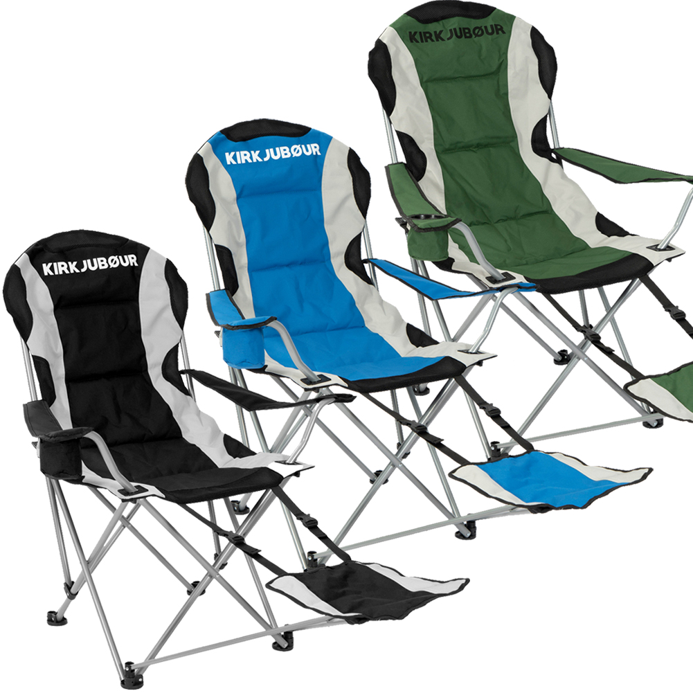 KIRKJUBUR "Asgard" gepolsterter Campingstuhl mit Futeil Fuablage  Outdoor neu | eBay.de