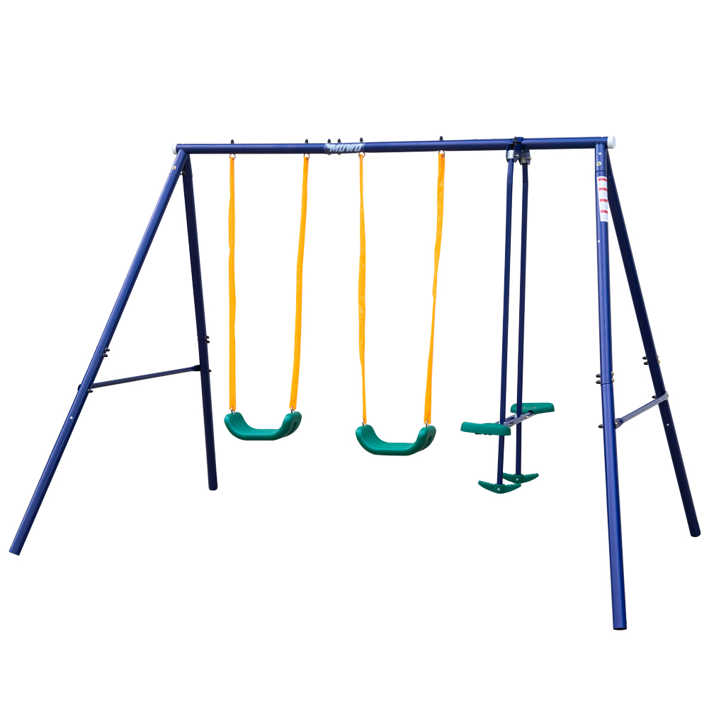MUWO Spielgerüst mit Schaukeln, Schaukelwippe, Wippe, Rutsche Gartenschaukel neu - Bild 3 von 6
