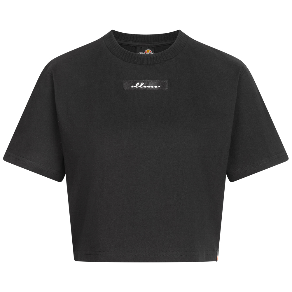 укороченная футболка ellesse Elleyna Damen Oberteil Freizeit SGP15955 schwarz gelb neu