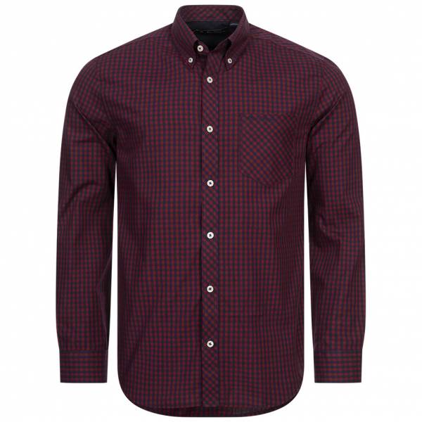 BEN SHERMAN Oxford Hommes Chemise à manches longues 0077858-ROUGE FONCÉ