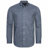 BEN SHERMAN Oxford Hombre Camisa de manga larga 0077857-AZUL OSCURO