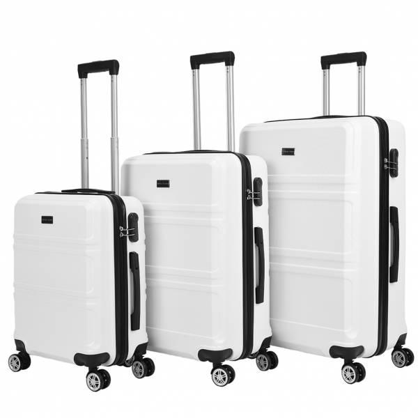 VERTICAL STUDIO &quot;Bars&quot; Suitcase Set of 3 20&quot; 24&quot; 28&quot; white