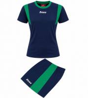Zeus Kit Milly Damen Sport Trikot + Shorts verde/blu/bianco