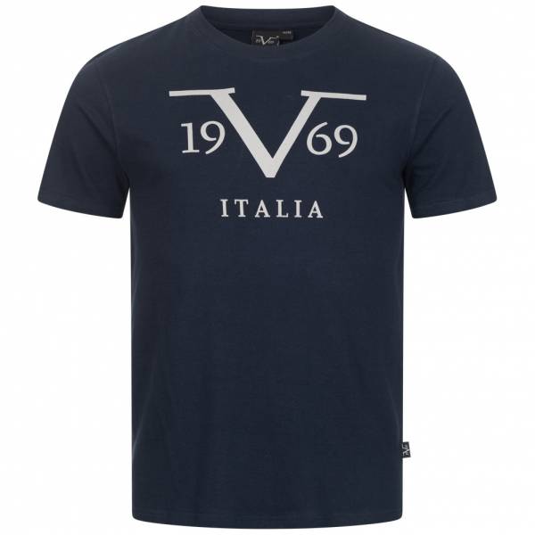 19V69 Versace 1969 Big Logo Stampato Mężczyźni T-shirt VI20SS0011A granatowy