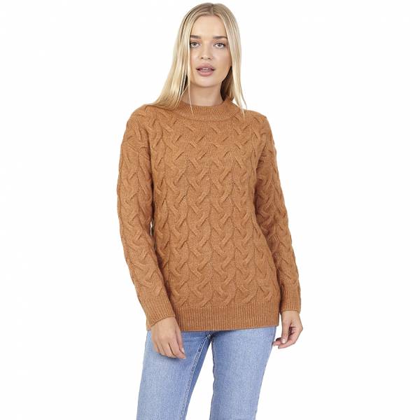 BRAVE SOUL Crew Neck Damen Strickpullover LK-544ORIGINAL CAMEL