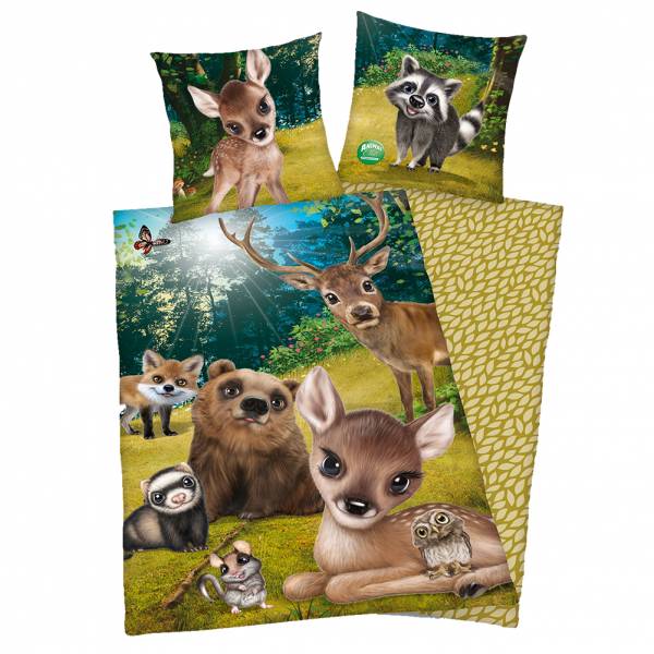 Animal Club Forest Bedlinen Set 135 x 200 cm + 80 x 80 cm 4462401050