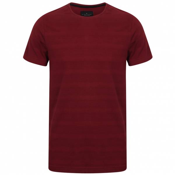 DNM Dissident Leake Herren gestreiftes T-Shirt 1C10436 Deep Red