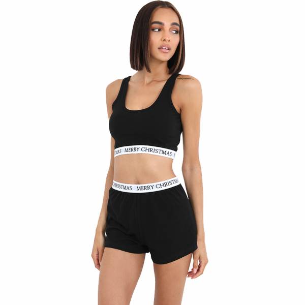 BRAVE SOUL Merry Christmas Damen Crop Top und Shorts Loungewear Set LPJ-18NYLA