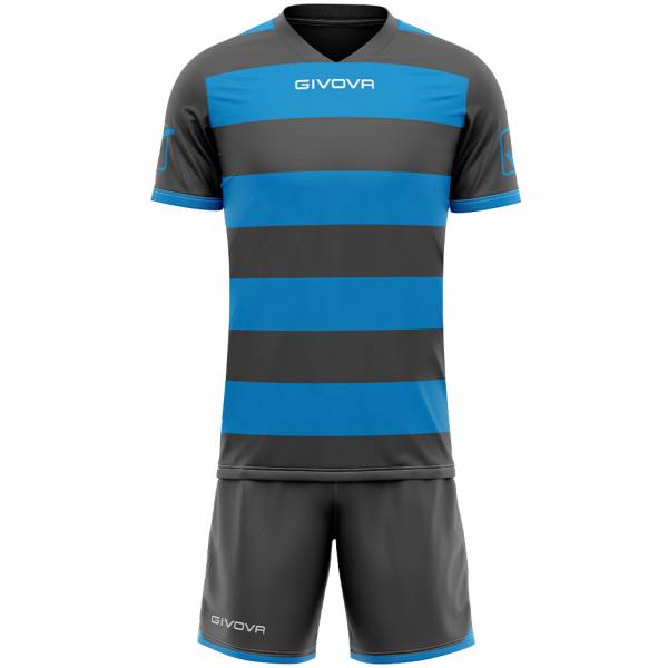 Givova Rugby Set Trikot mit Shorts grau/türkis