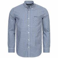 BEN SHERMAN Cheque de la casa Hombre Camisa de manga larga 0077861-AZUL CLARO
