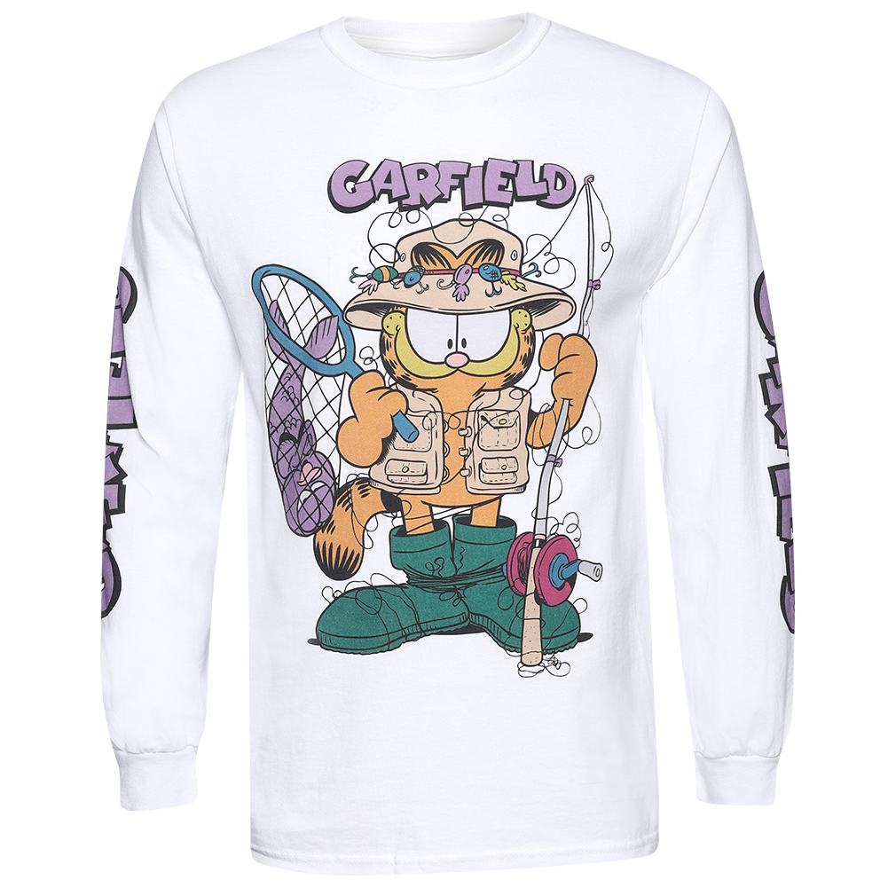 Maglietta Uomo Cotton Soul Garfield Angler | Maniche Lunghe In Cotone Con Licenza Ufficiale
