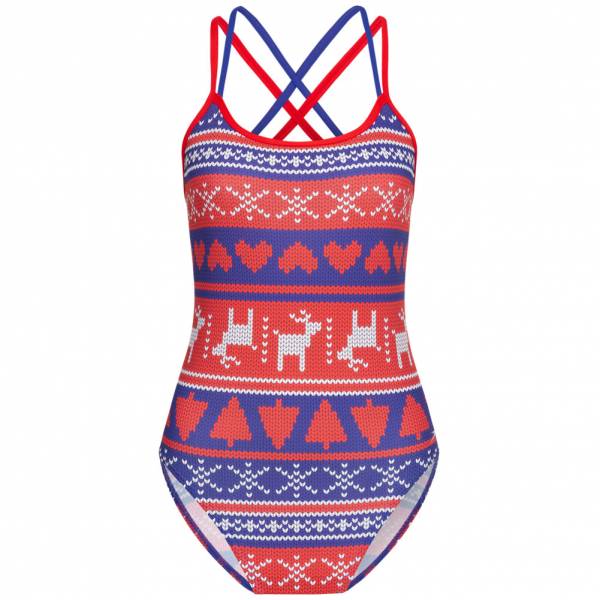 Speedo Allover XMAS Reindeer X-Back Damen Badeanzug 8-10626C634