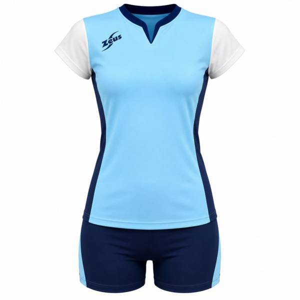Zeus Kit Terry Donna Maglietta sportiva + Shorts cielo/bianco