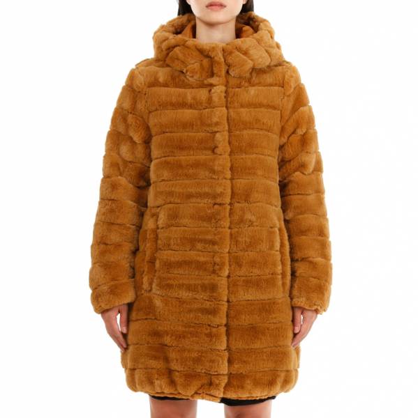 19V69 Versace 1969 Femmes Manteau réversible en fausse fourrure 0087SENAPE