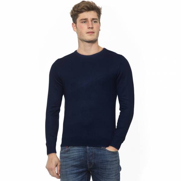 19V69 Versace 1969 Hommes Pull en laine à col rond 0007BLU SCURO