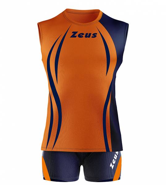 Zeus Kit Klima Damen Sport Trikot + Shorts arancio/blu