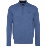 BEN SHERMAN Funnel Neck 1/4 Zip Uomo Felpa 0072165-DENIM CHIARO