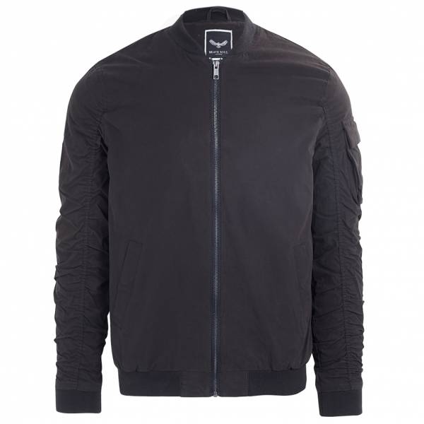 BRAVE SOUL Marks Utility Gathered Herren Bomberjacke MJK-MARKSPKB Black