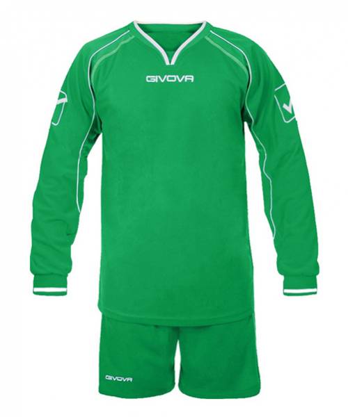 Givova Fußball Set Langarm Trikot mit Short Leader grün