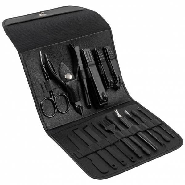 LEANDRO LIDO &quot;Livorno&quot; Manicure/Pedicure Set 17-delig zwart