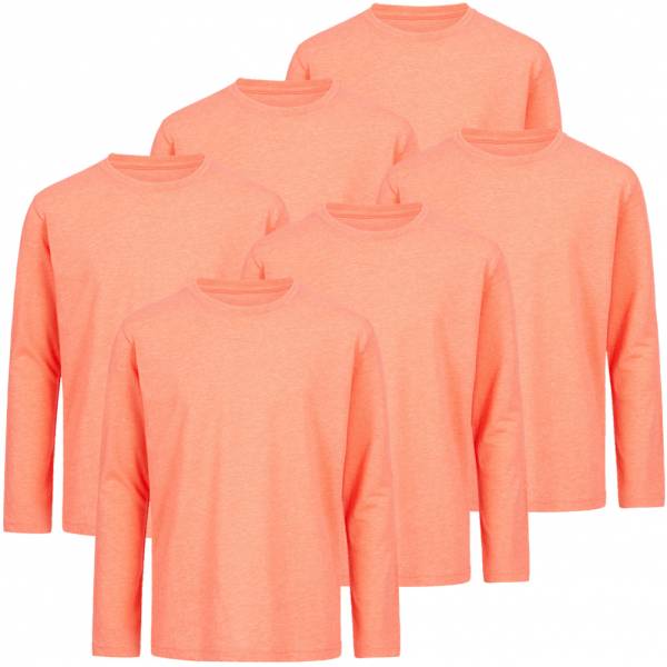 RUSSELL Longsleeve Tee 6er-Pack Kinder Shirt 0R167B0-Coral-Marl