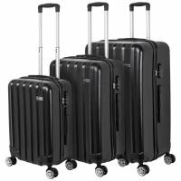 Set di 3 valigie da viaggio, 20 pollici 10 kg, 24 pollici 25 kg, 28 pollici  30 kg, lucchetto di sicurezza a 3 cifre, materiale PC+ABS resistente, ruega  girevole a 360°, oro, Set di 3 valigie : : Moda