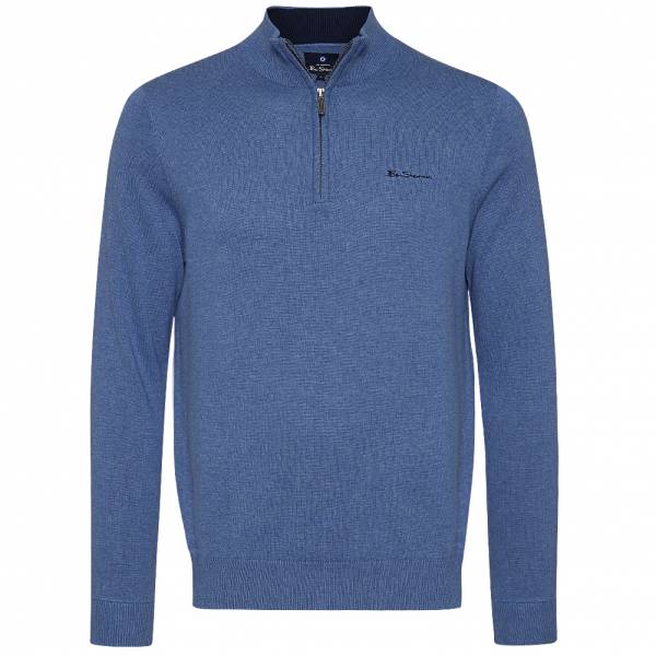 BEN SHERMAN Funnel Neck 1/4 Zip Mężczyźni Bluza 0072165-JASNY DENIM