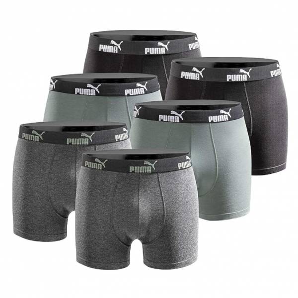 PUMA Boxer Hombre Calzoncillos bóxer Pack de 6 Verde Negro 100003547-3724-040-6