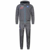 SSC Neapel EA7 Emporio Armani Hombre Capuchas UEFA Chándal de presentación gris EASSCN23RU08-MAGNET