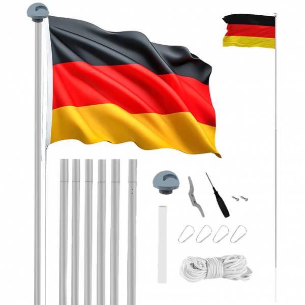 MUWO "Glory" Flagpole 6.1 m with ground socket silver