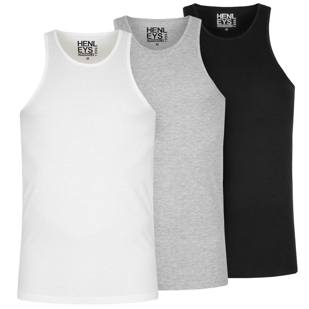 HENLEYS 3er-Pack Herren Tank Top Shirt HMM00595