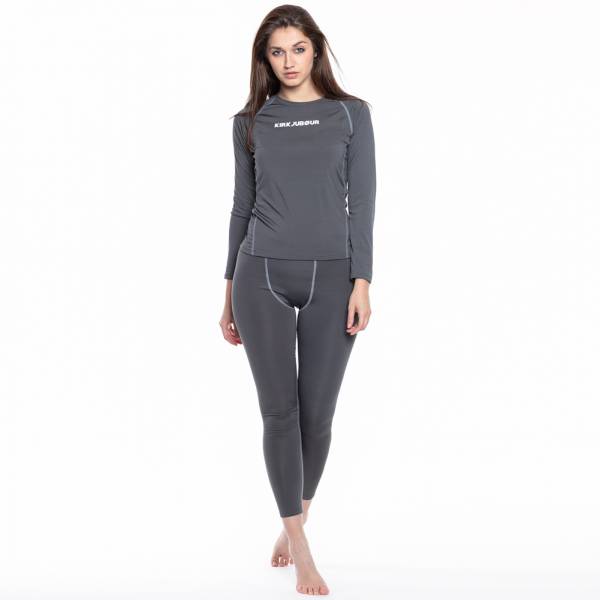 KIRKJUBØUR® "Hafjall" Mujer Conjunto de ropa interior térmica 2 piezas gris