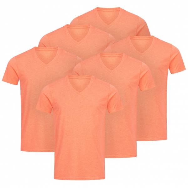 RUSSELL V-Neck Tee 6er-Pack Herren T-Shirt 0R166M0-Coral-Marl