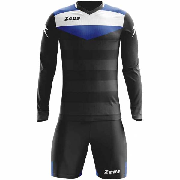 Zeus Argo Keepersset shirt met lange mouwen en shorts Zwart Koningsblauw