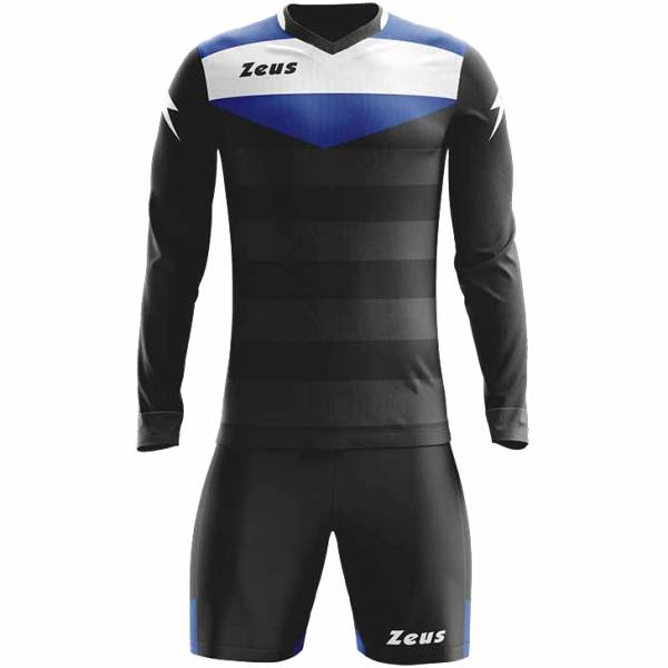 Zeus Argo Ensemble de gardien de but Maillot à manches longues avec short Noir Royal