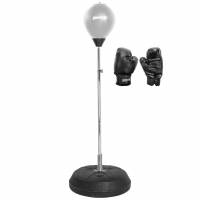 SPORTINATOR Pelota de boxeo soporte de boxeo entrenador de boxeo de pie con pera de boxeo y guantes de boxeo gris