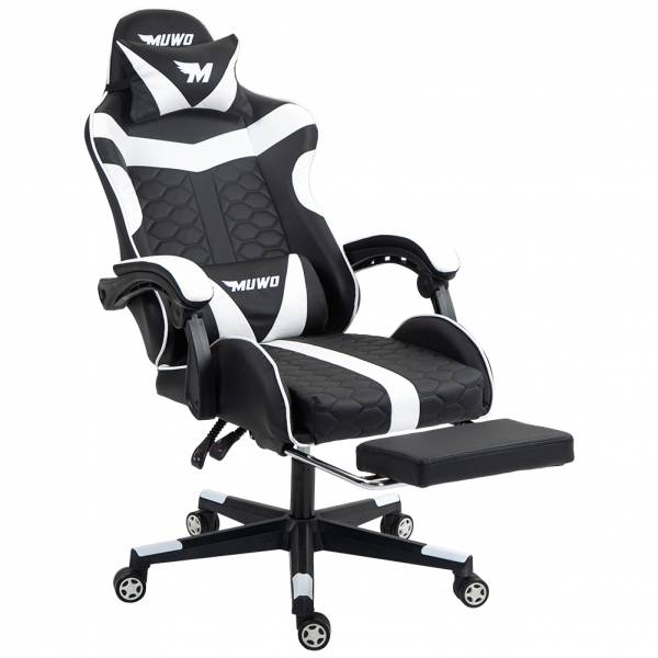 MUWO „FusionX“ E-Sports Gamingstuhl mit Fußstütze weiß | 04251538470001 MUWO „FusionX“ E-Sports Gamingstuhl mit Fußstütze weiß | 04251538470001
