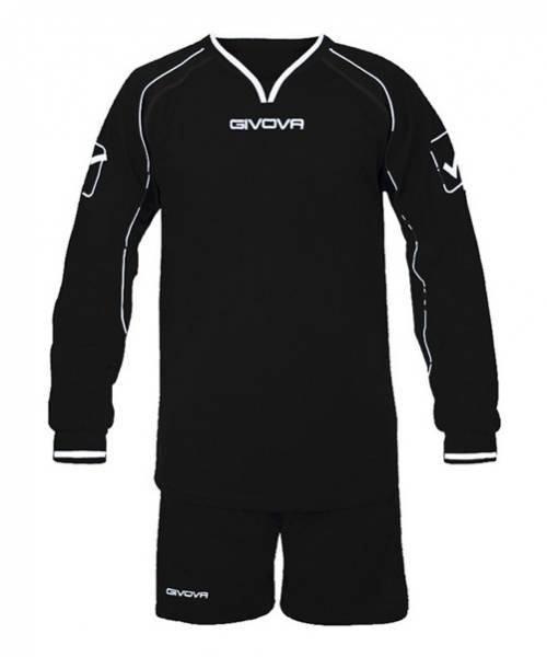 Givova Fußball Set Langarm Trikot mit Short Leader schwarz