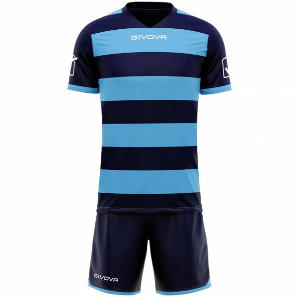 Givova Rugbytenue Shirt met short marine/lichtblauw