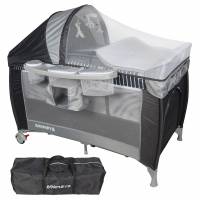 Barmøya 3-in-1 Baby-Reisebett mit Wickelauflage – Reisebett, Laufstall & Beistellbett grau