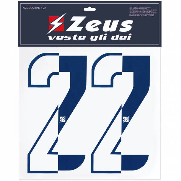 Zeus Números termoadhesivos 1-22 25cm alto medio azul marino