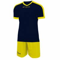 Givova Kit Revolution Camiseta de fútbol con Pantalones cortos amarillo marino