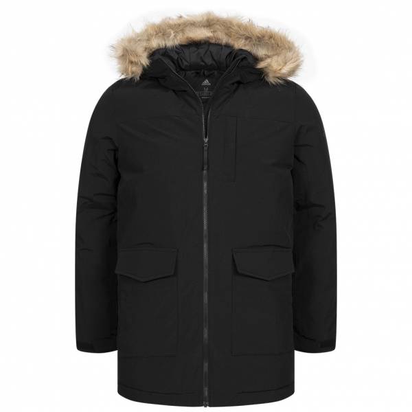 adidas Hooded Fur Parka Herren Pelz Winterjacke IK0553