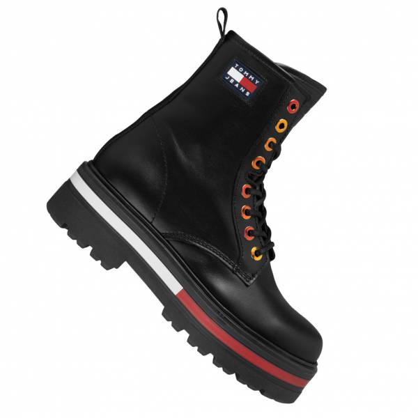 Tommy Hilfiger Jeans Badge Iridescent Biker Femmes Bottes en cuir